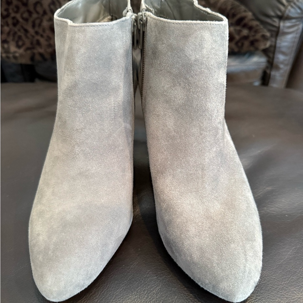 Alex Marie Light Gray Suede Ankle Booties
